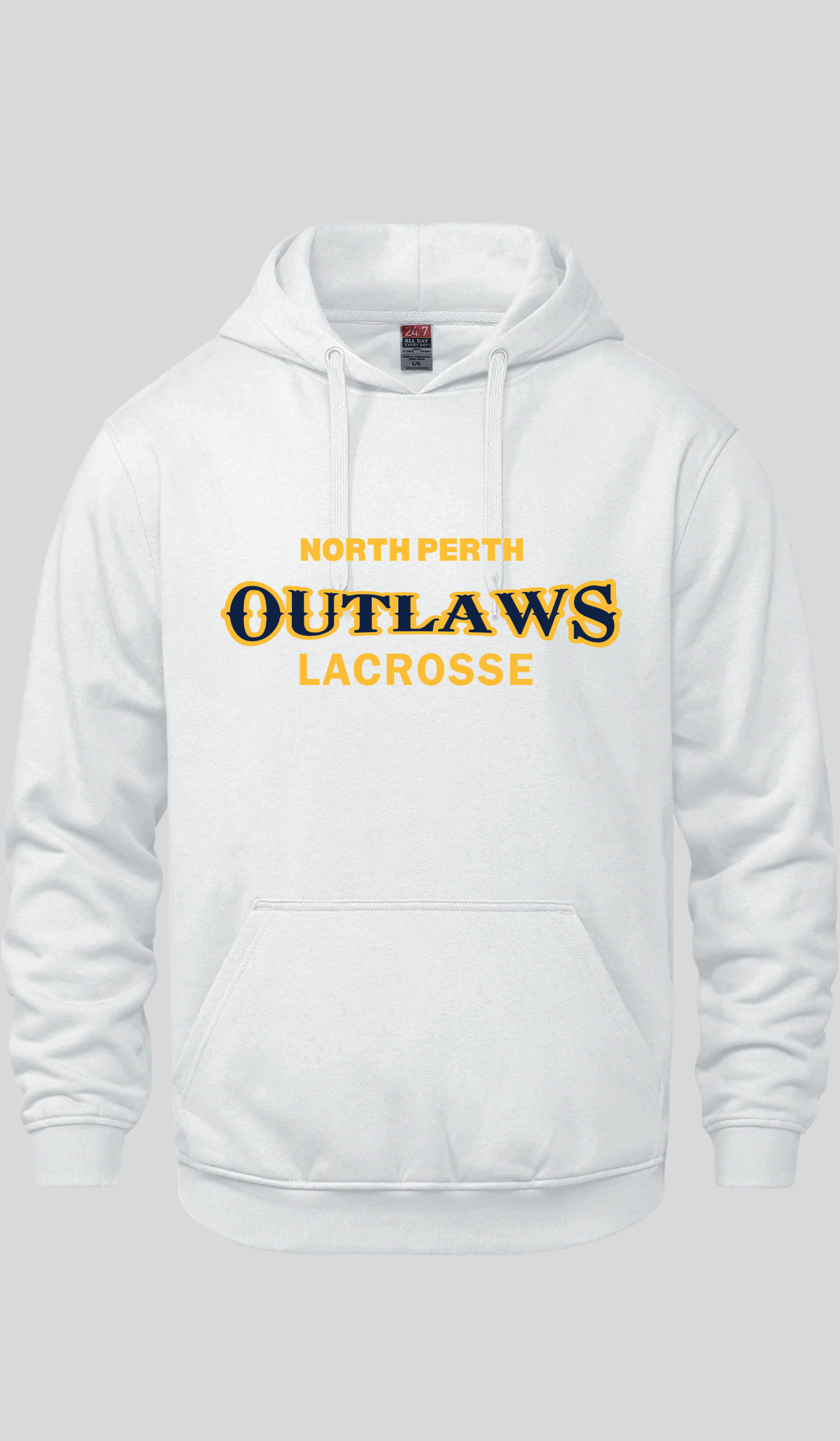 Lacrosse text Hooded Sweatshirt - North Perth Outlaws